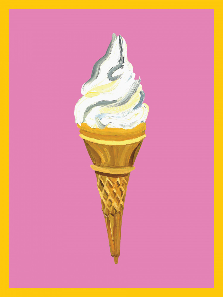 Pink Ice Cream Cone by Alice Straker — canvas wall art