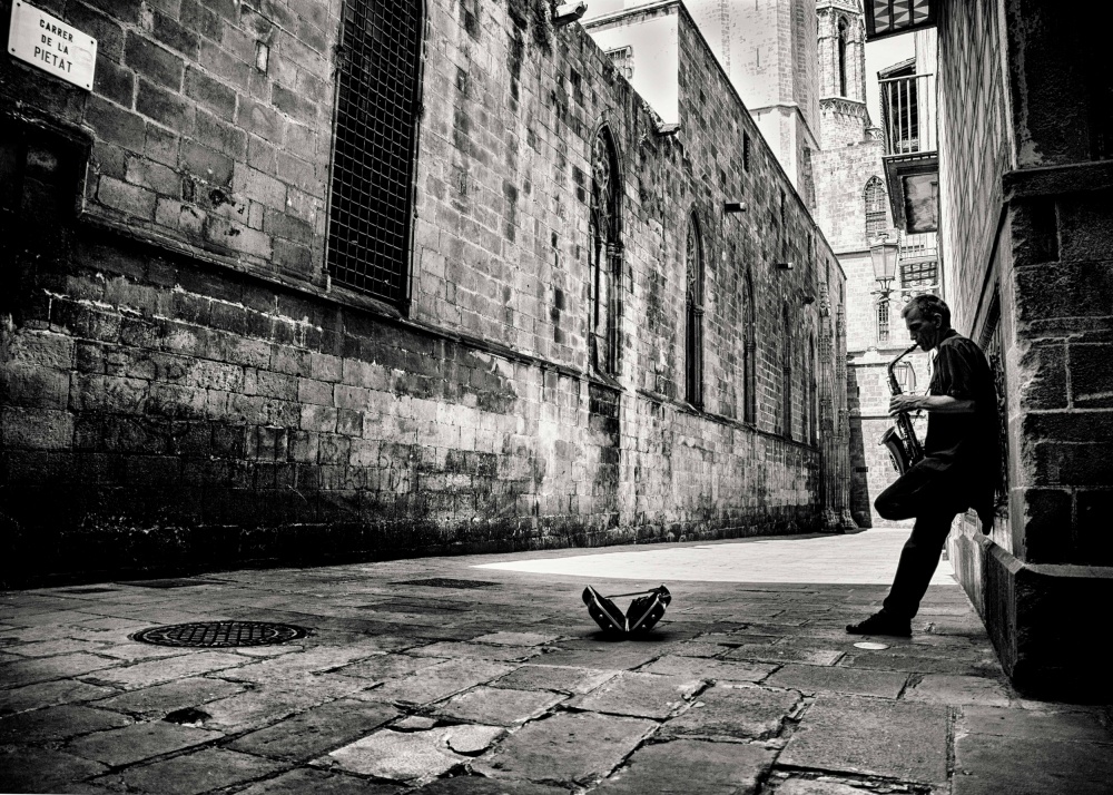 Gothic Quarter Saxophone by GertJan van Geerenstein — canvas wall art