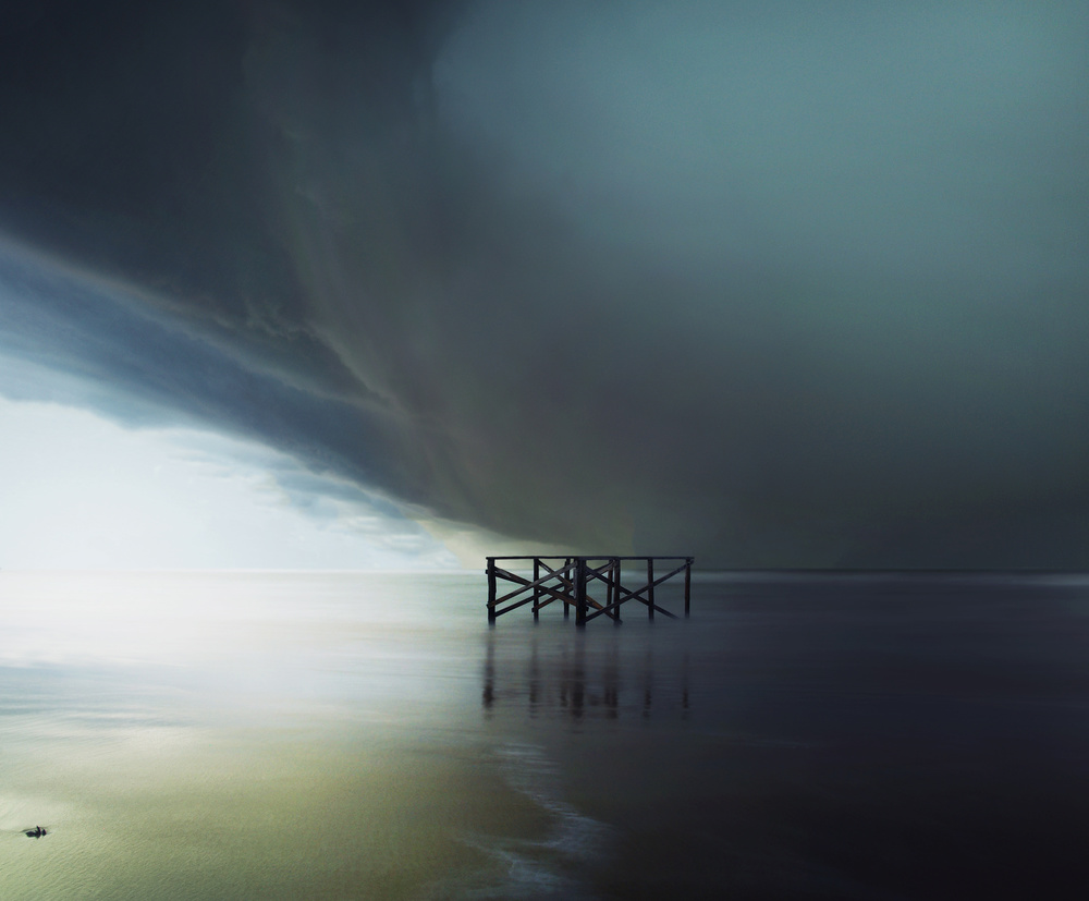 Ominous Ocean Pier by Mindaugas Žarys — canvas wall art