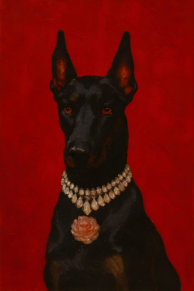Elegant Doberman Portrait by HUGO — canvas wall art