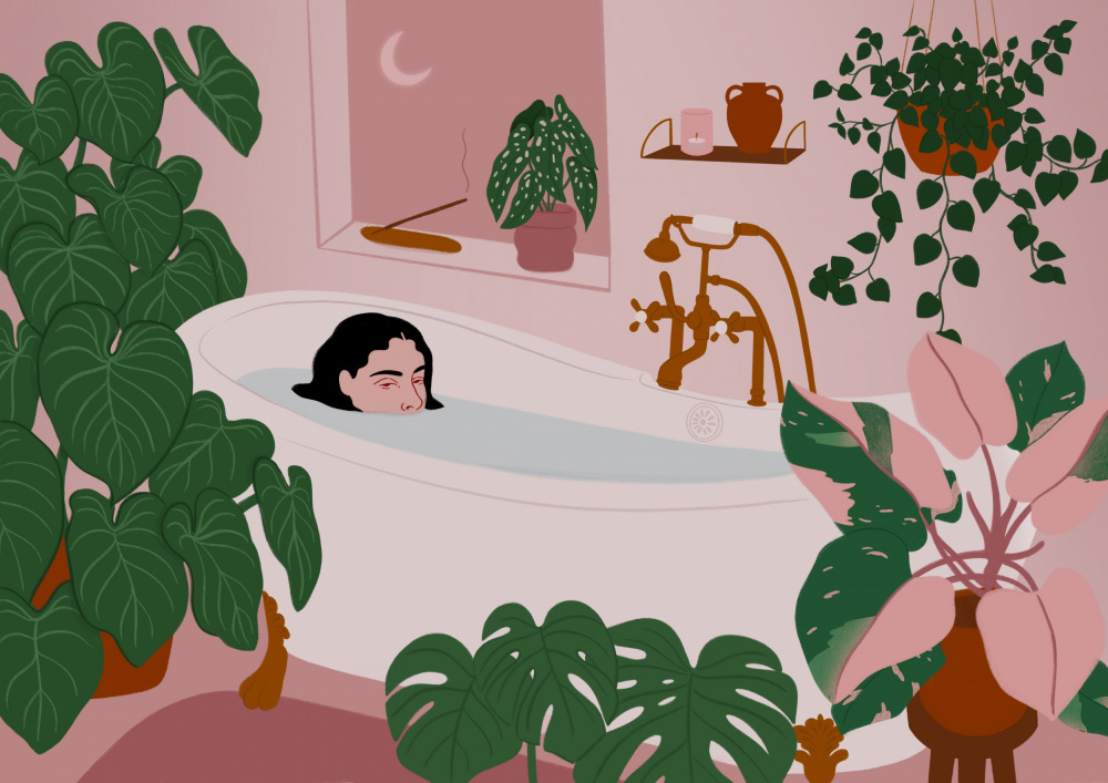 Botanical Bath Time by Ida Alvarsson — canvas wall art