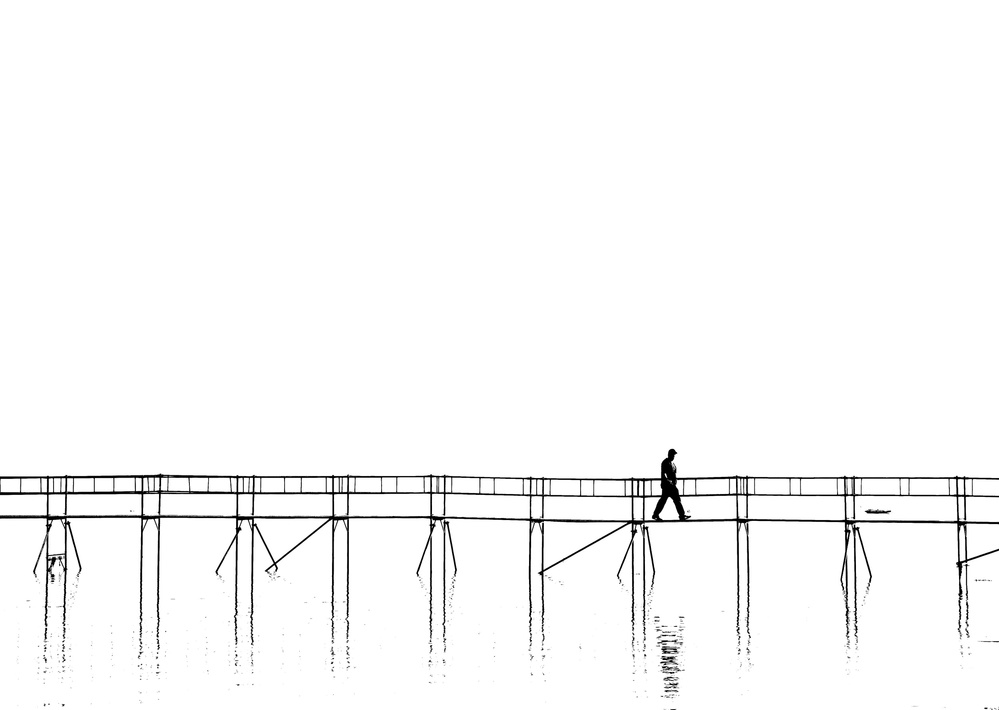 Lone Figure on Bridge by Hans Peter Rank — canvas wall art