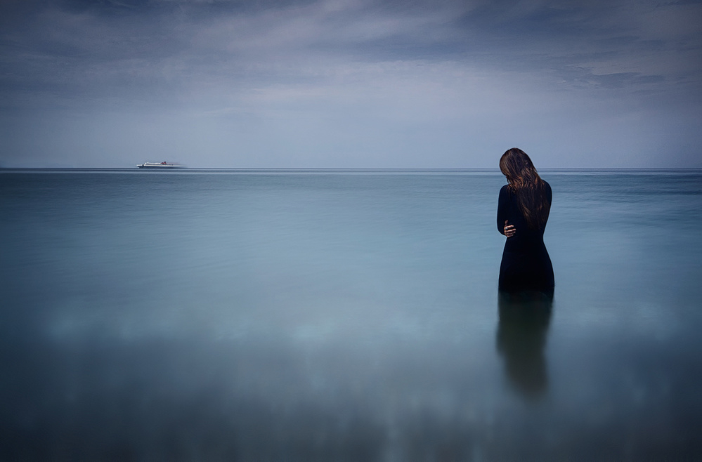 Solitary Sea Reflection by Maria Kaimaki — canvas wall art