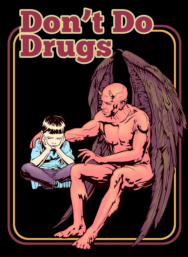 Demon's Drug Warning by Adam Lawless — canvas wall art
