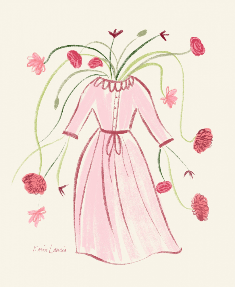 Blooming Pink Dress by Karin Lauria — canvas wall art