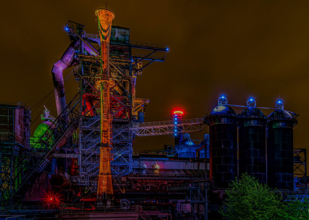 Vibrant Industrial Night by Holger Schmidtke — canvas wall art
