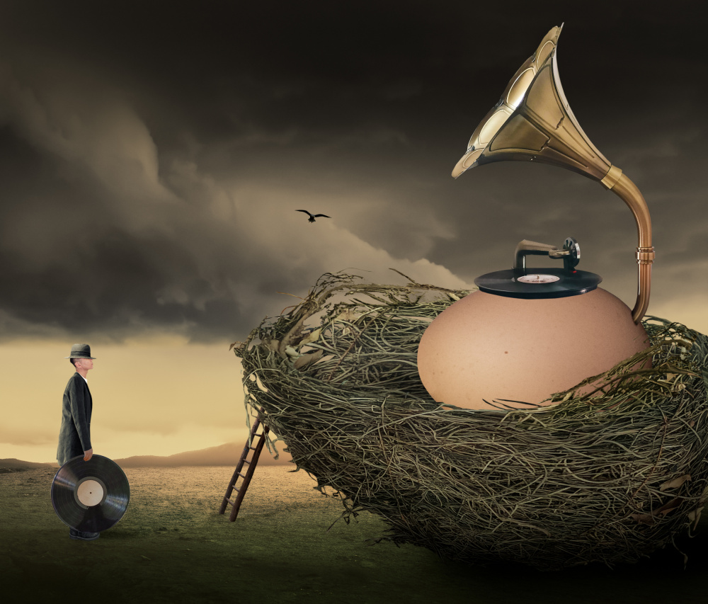 Man and the Music Egg by Biao Huang — canvas wall art