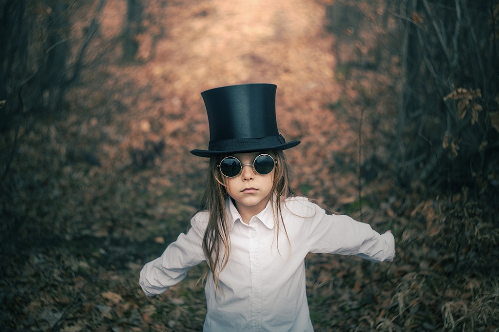 Mysterious Child in Top Hat by Amir Bajrich — canvas wall art