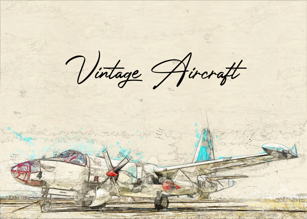 Vintage Aircraft Sketch by Lembayung senja studio [Vintage Poster] — canvas wall art