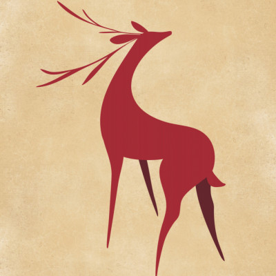 Stylized retro deer red/tan