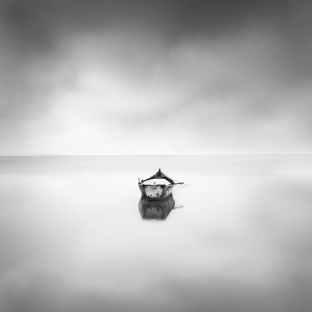 Lone Boat Mist by George Digalakis — canvas wall art