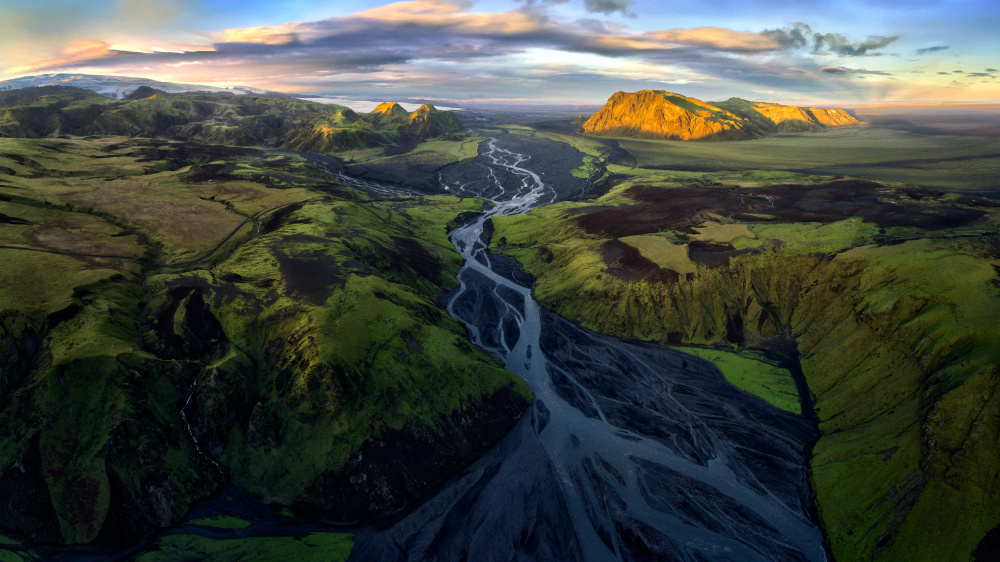 Golden Light River Valley by Ricardo Gayan — canvas wall art