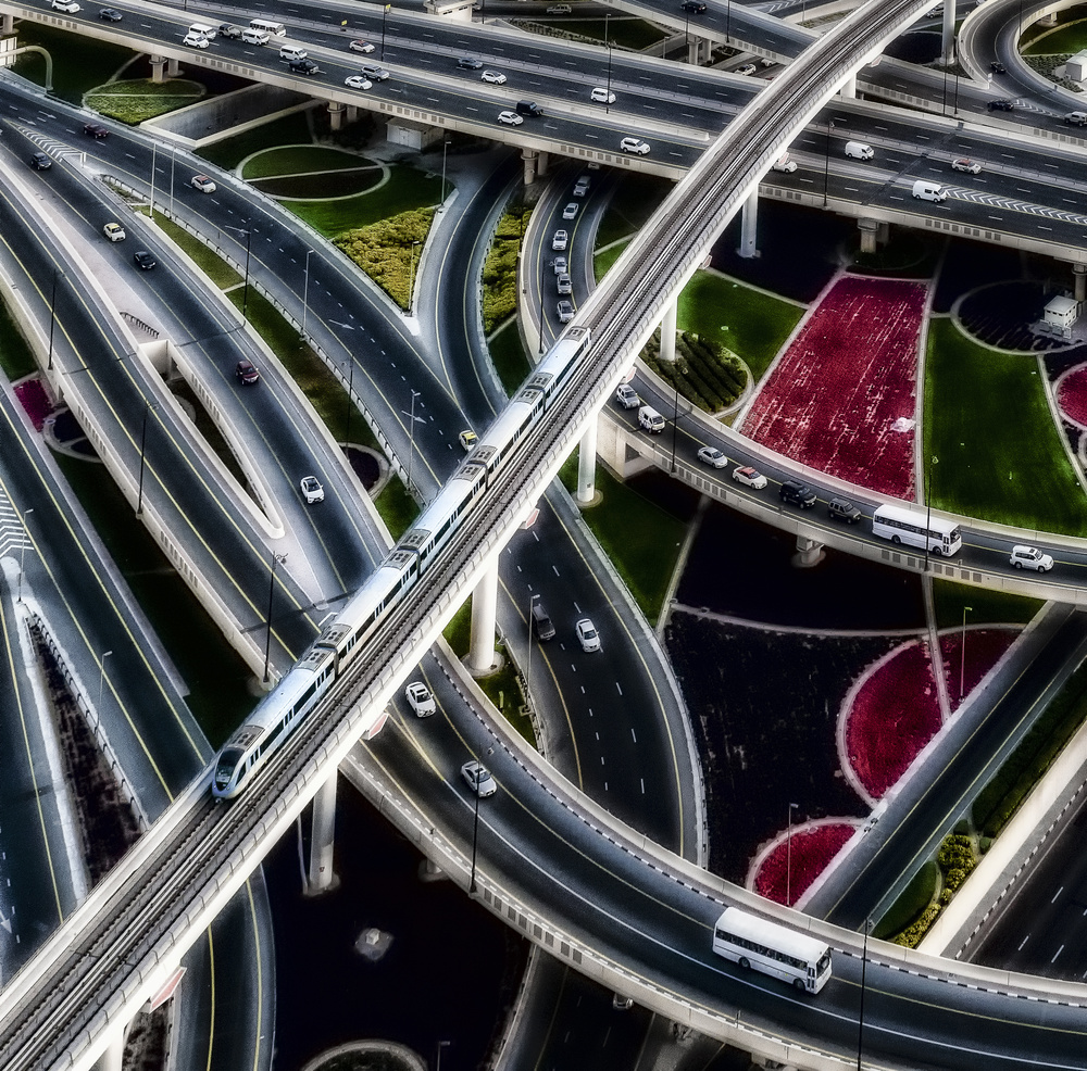 Elevated City Interchange by Andreas Agazzi — canvas wall art