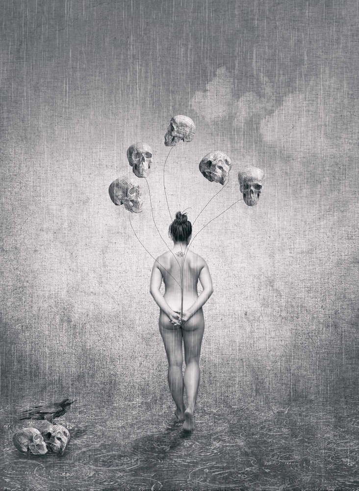 Woman Connected To Skulls by ARUN MOHANRAJ — canvas wall art