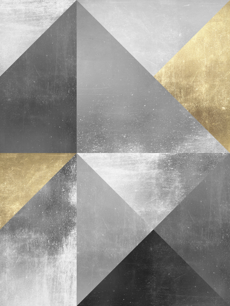 Modern Gold Triangles by Vitor Costa — canvas wall art