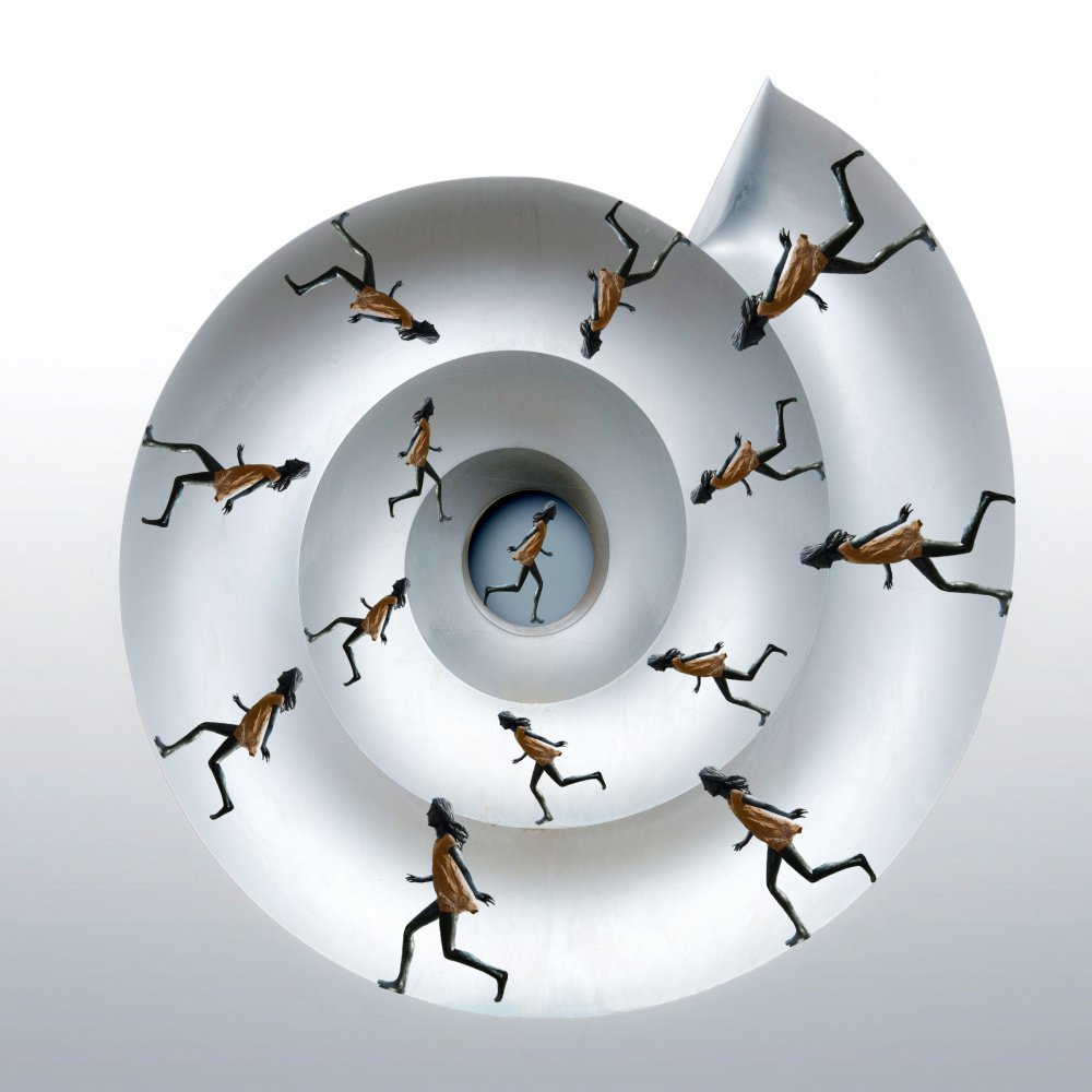 People Running Upward Spiral by Harry Verschelden — canvas wall art