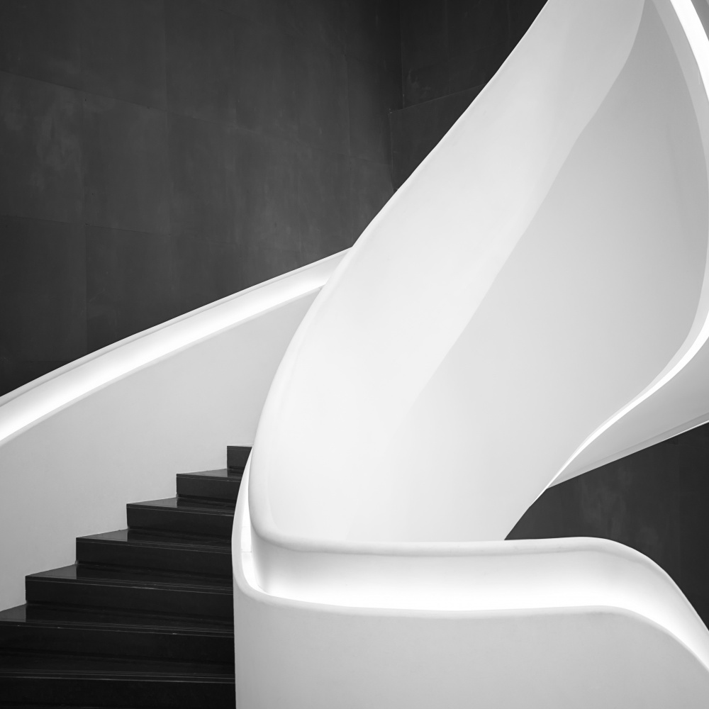 Modern Curved Staircase by Xiaopeng Guan — canvas wall art