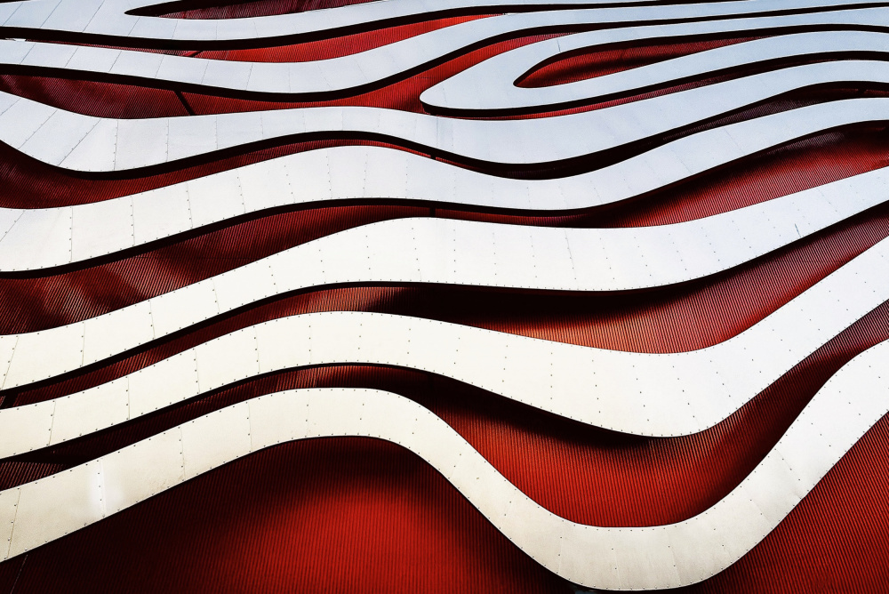Dynamic Red Waves by Arnon Orbach — canvas wall art