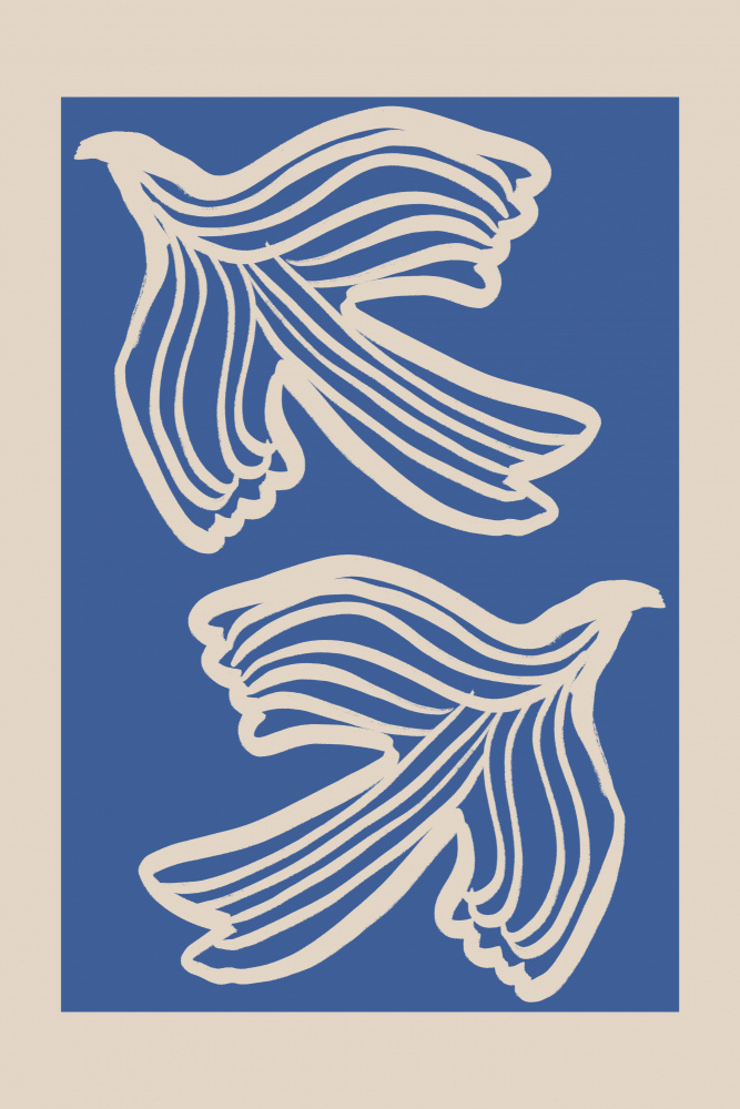Peaceful Blue Doves by Melloi Art Prints — canvas wall art