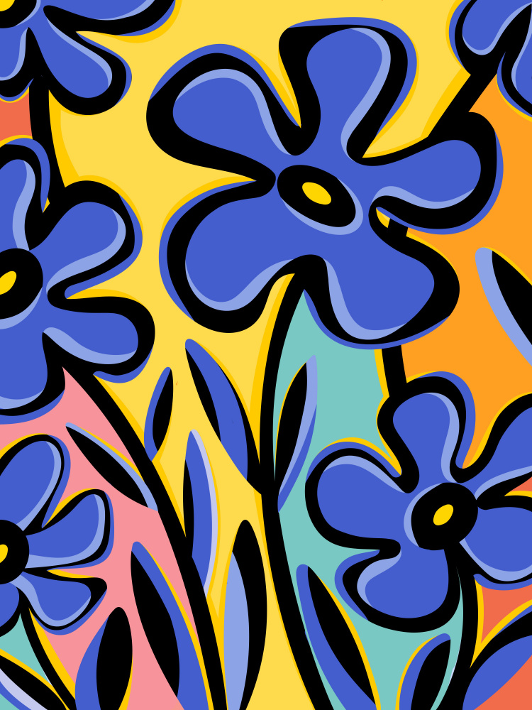 Vibrant Blue Blooms by Kristian Gallagher — canvas wall art