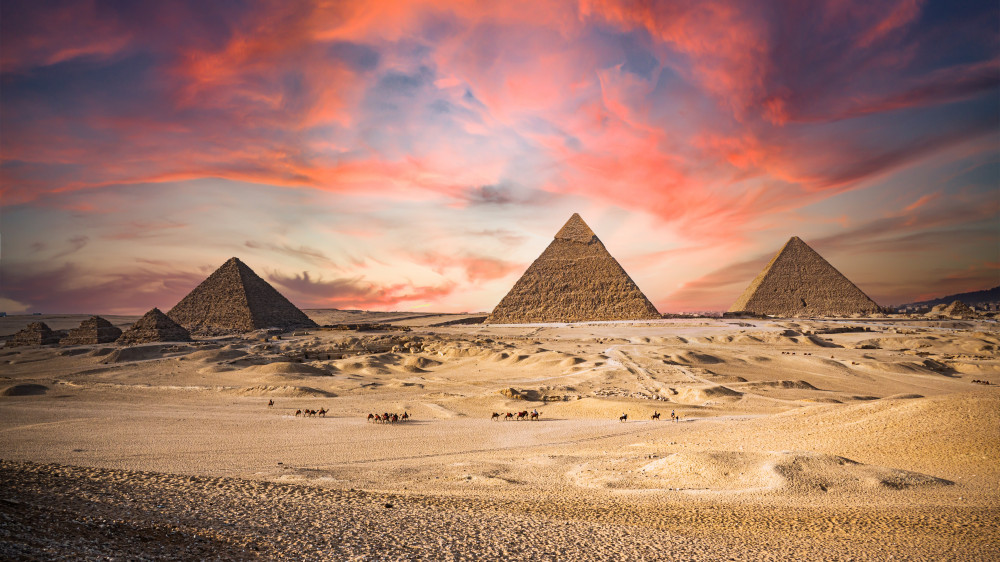 Majestic Giza Desert Sunset by Amro — canvas wall art