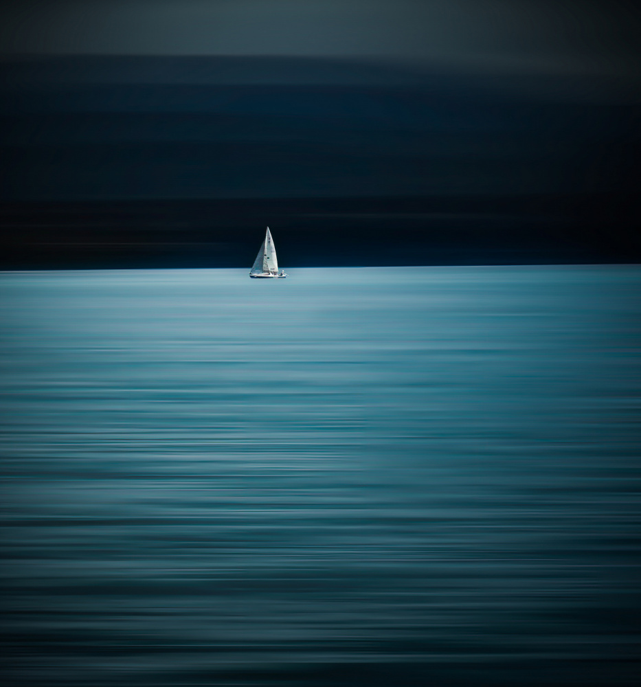 Deep Blue Sailboat by Annette Guo — canvas wall art