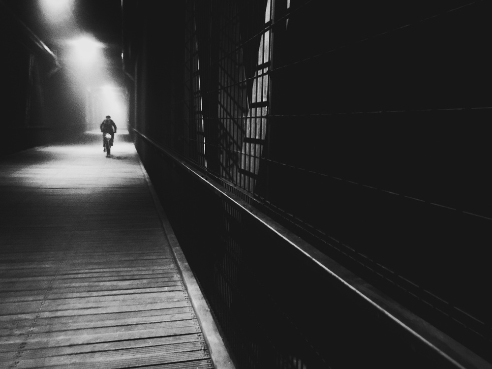 Solitary Night Ride by Alexej Schulz — canvas wall art