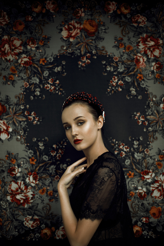 Dark Floral Beauty by marinastudio — canvas wall art