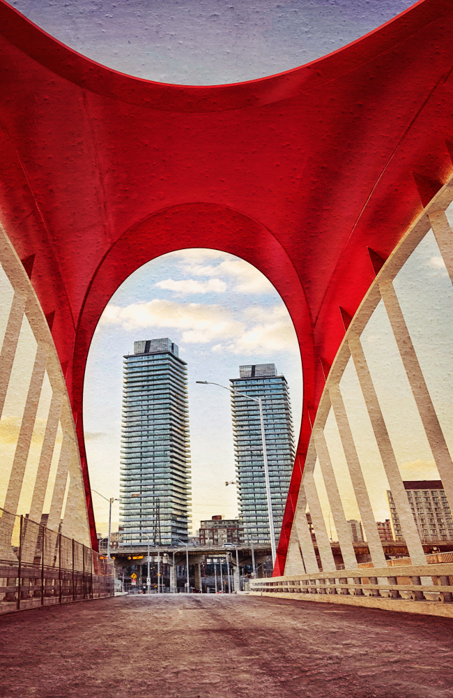 Red Arch City View by Molly Fu APA — canvas wall art