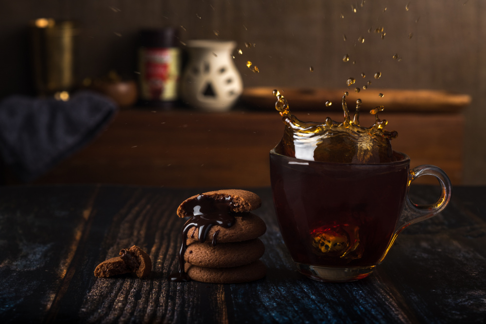 Sweet Indulgence Tea Splash by Sumit Dhuper — canvas wall art