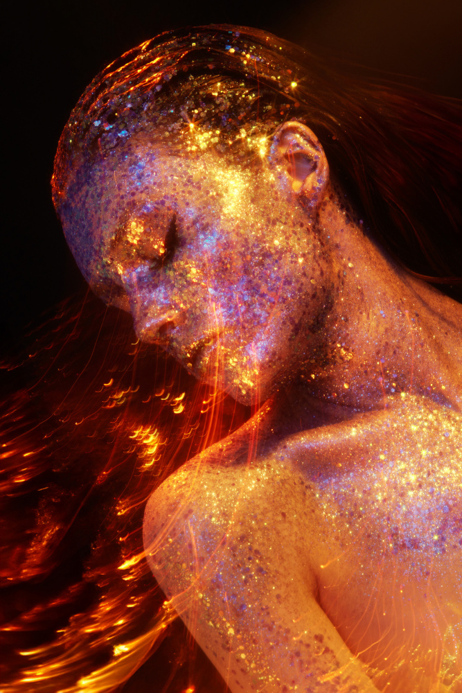 Sparkling Cosmic Woman by Tatya Lushchyk — canvas wall art
