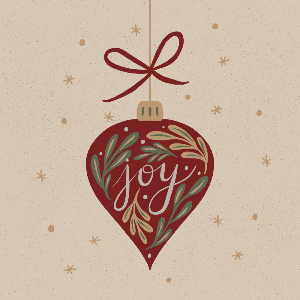 Joyful Christmas Ornament by Angela Minca — canvas wall art