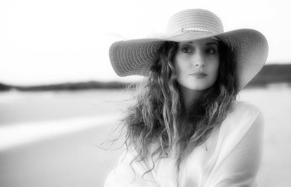 Elegant Woman Beach Hat by Malvin Jan Dyb — canvas wall art