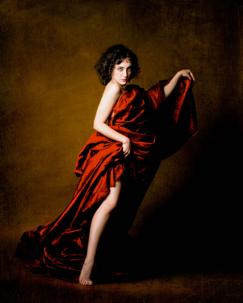 Elegant Woman in Red by Mehdi Mokhtari — canvas wall art