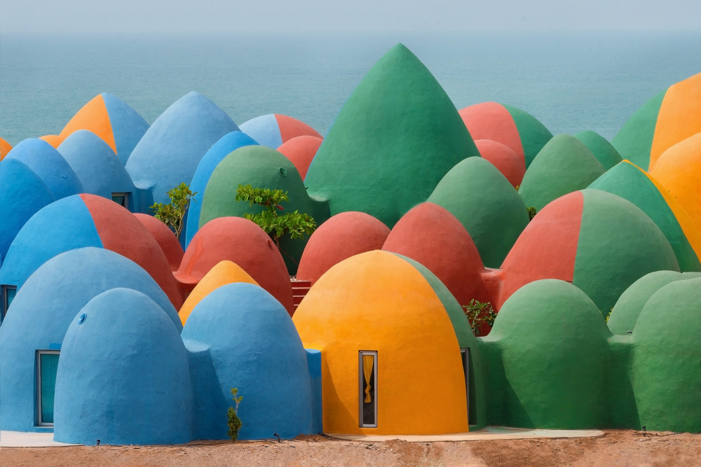 Colorful Dome Houses by Hossein Nikzad Amoli — canvas wall art