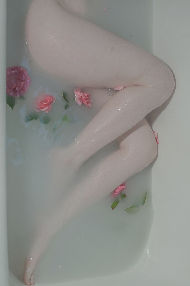 Serene Rose Milk Bath by Barbora Biňovcová — canvas wall art