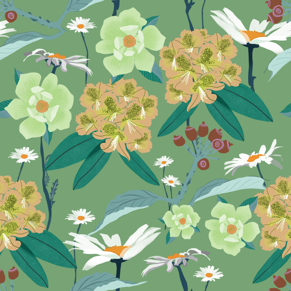 Green Garden Blossoms by Charlotte Trudgett — canvas wall art