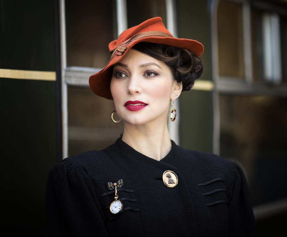 Elegant Woman Cloche Hat by Daniel Springgay — canvas wall art