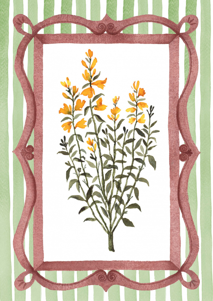 Yellow Flowers Striped Frame by Suchi Deb — canvas wall art