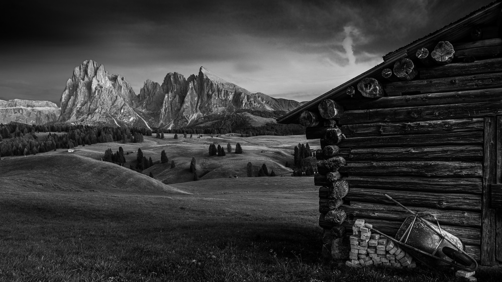 Dolomite Mountain Cabin by Henrike Scheid — canvas wall art