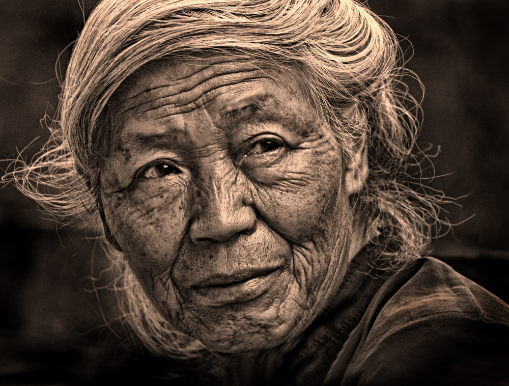 Serene Elder Face by Lou Urlings — canvas wall art
