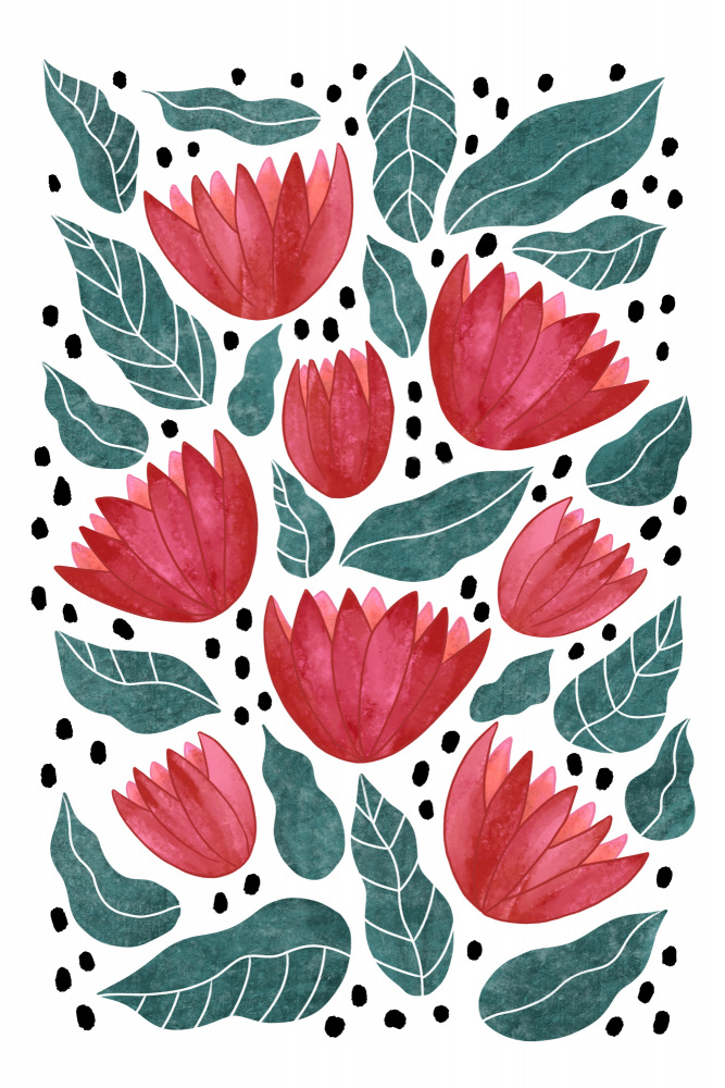Watercolor Tropical Flowers by EMELIEmaria — canvas wall art