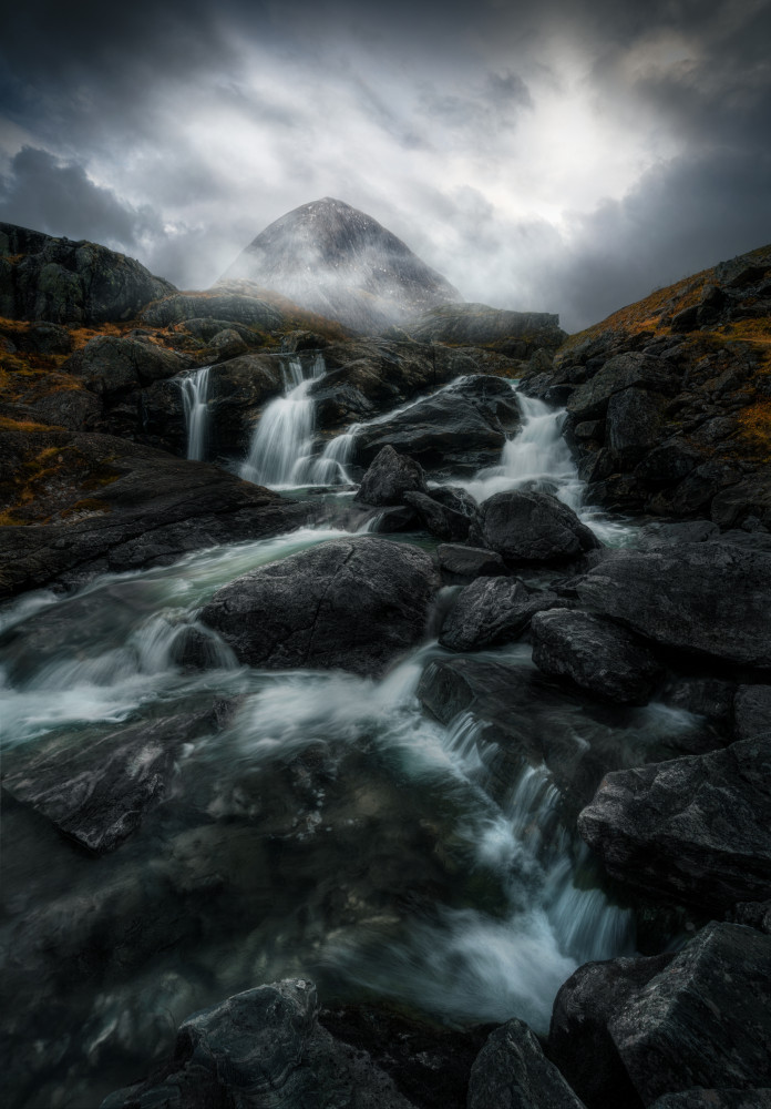 Misty Mountain Waterfall by Ole Henrik Skjelstad — canvas wall art
