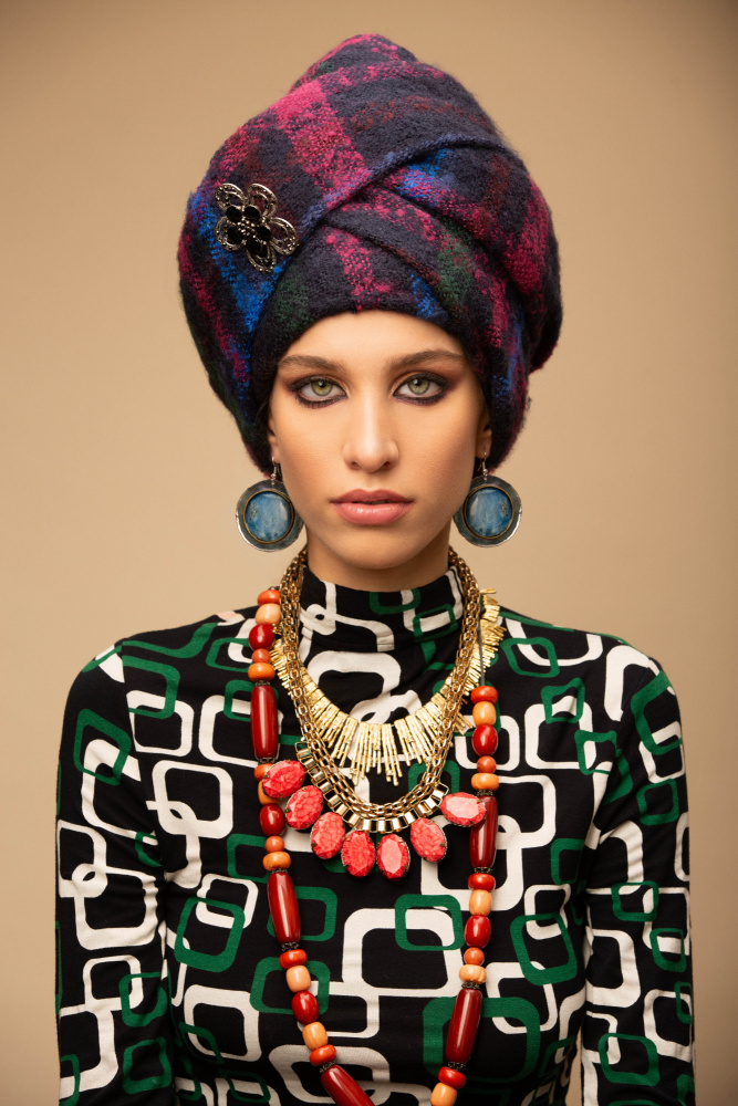 Elegant Turban Portrait by Anderson Diaz — canvas wall art