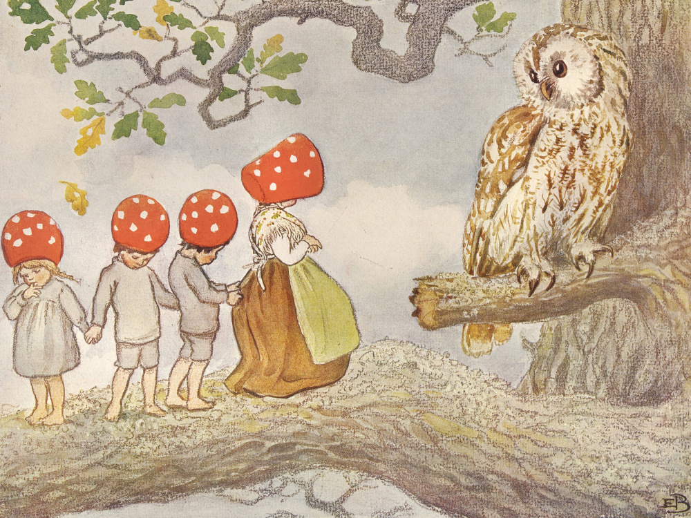 Tomtebobarnen - Ugglemor by Elsa Beskow — canvas wall art