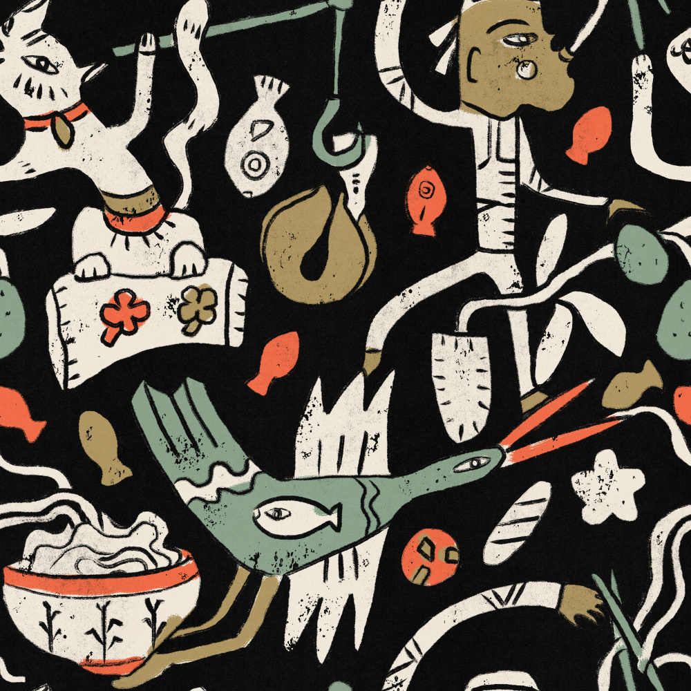 Tribal Figures And Animals by Raipa Studio — canvas wall art