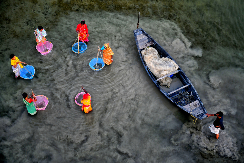 Vibrant River Life by Avishek Das — canvas wall art