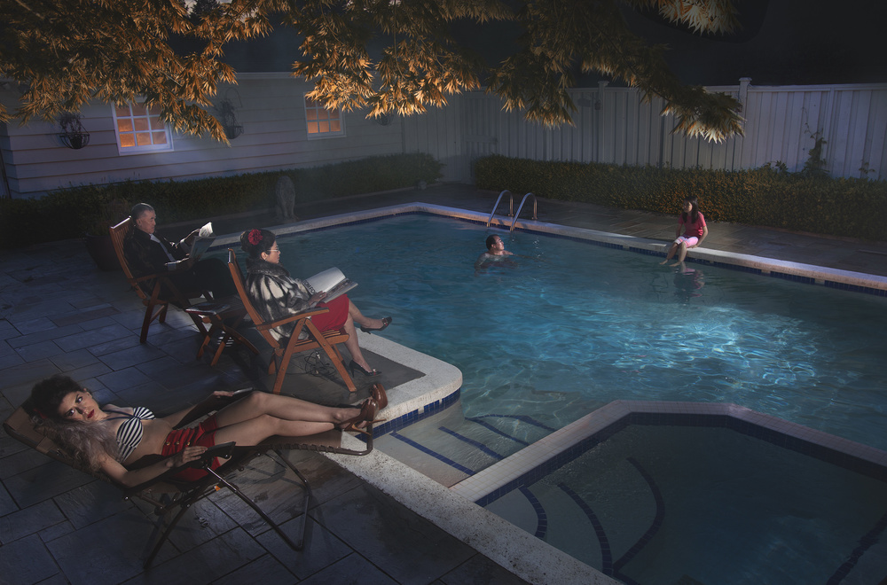 Nighttime Poolside Glow by Fang Tong — canvas wall art