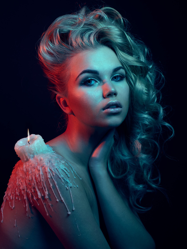 Dramatic Candle Portrait by Michele Balistreri — canvas wall art