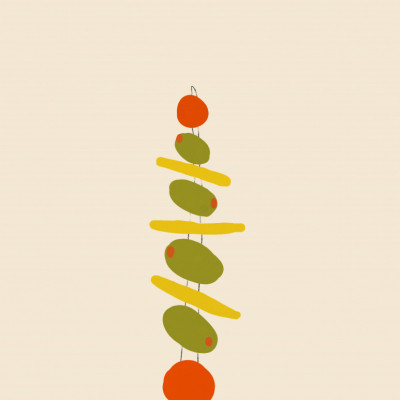 A Skewer with Olives and Tomatoes